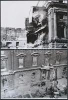 cca 1965 Budapest, Blaha Lujza tér, a Nemzeti Színház bontása, 6 db negatívról készült mai nagyításo...