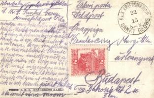 SMS Erzherzog Karl, a K. u. K. haditengerészet csatahajója, tábori posta az SMS Sankt Georgról küldv...
