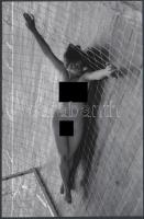 cca 1976 A kapu bájos őrzője, finoman erotikus fénykép, korabeli negatívról készült mai nagyítás, 16x24 cm / erotic photo, 16x24 cm