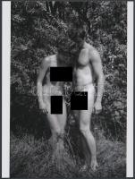 cca Ádám és Éva a rengetegben, finoman erotikus fénykép, korabeli negatívról készült mai nagyítás, 25x16 cm / erotic photo, 25x16 cm