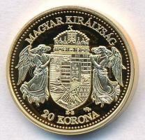 DN " Magyarok Kincstára - IV. Károly 20 Korona" aranyozott Cu-Zn emlékérem tanúsítvánnyal ...