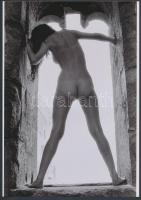 cca 1975 Ablak a világra, 2 db finoman erotikus fénykép, korabeli negatívról készült mai nagyítás, 2...