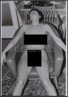 cca 1972 Egy nehéz nap után, 2 db finoman erotikus fénykép, korabeli negatívról készült mai nagyítás, 25x18 cm / 2 erotic photos, 25x18 cm