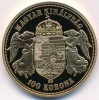 DN " Magyarok Kincstára - Ferenc József 100 Korona" aranyozott Cu emlékérem tanúsítvánnyal...