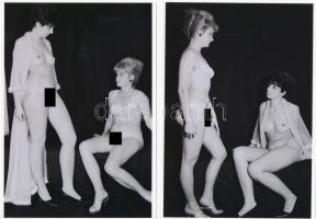 cca 1972 Házibulira készülve, 4 db finoman erotikus fénykép, korabeli negatívról készült mai nagyítás, 18x13 cm / 4 erotic photos, 18x13 cm