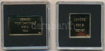 DN "Világ Bélyegcsodái - Genf 5+5c 1843" aranyozott Cu bélyegérem tanúsítvánnyal (20,1x35m...