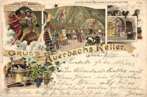 1899 Leipzig, Auerbachs Keller, Hexenküche, Bruno Bürger & Ottillie No. 699. / wine cellar, interior, floral litho (EK)