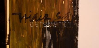 Hincz jelzéssel: Trombitáló figurák. Olaj, farost,  80×60 cm