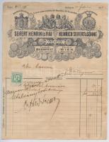 Budapest 1898. "Seifert Henrik és Fiai - Cs. és Kir. Udvari Tekeasztal-Gyár" számla okmány...