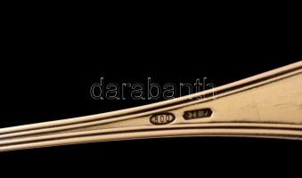 Ezüst(Ag) hosszú nyelű fűszerkanál, gravírozással, jelzett, h: 13 cm, nettó: 14,9 cm