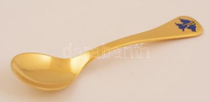 Ezüst(Ag) aranyozott Georg Jensen kanál, jelzett, h: 11,5 cm, 20 g