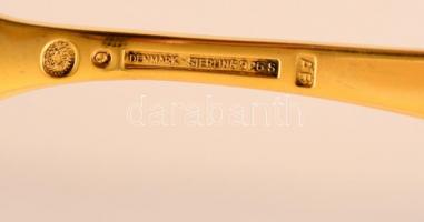 Ezüst(Ag) aranyozott Georg Jensen kanál, jelzett, h: 11,5 cm, 20 g