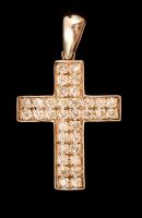 Ezüst(Ag) apró kövekkel kirakott kereszt függő, jelzett, 3,8x2,2 cm, bruttó: 5,6 g