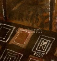 Réth jelzéssel: Üldögélő alakok. Vegyes technika, karton, üvegezett keretben,  20×29 cm