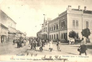 Versec, Vrsac; Városház utca, kiadja Glaser Sándor / Rathausgasse / street (vágott / cut)