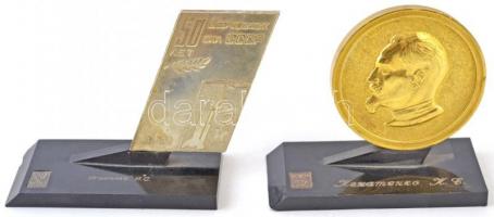 Vegyes 9db-os plakett és emlékérem tétel, közte Szabó Géza (1939- ) 2002. "Kereskedők és Vendég...