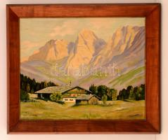 Hillinger jelzéssel: Alpesi táj. Olaj, farost, keretben, 40×48 cm