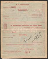 cca 1920-28 Okmányok nyomdai próbanyomatai az engedélyező kézjegyével, megjegyzéseivel 9 db Fizetési...