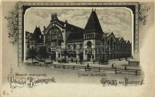 Budapest IX. Központi vásárcsarnok, floral, litho (EK)