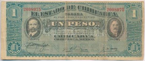 Mexikó / Forradalom / Chihuahua 1914. 1P hátoldalán piros bélyegzés T:III,III- Mexico / Revolution / Chihuahua 1914. 1 Peso with red stamp on back C:F,VG