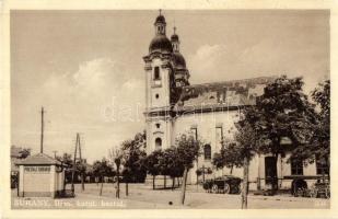 Nagysurány, Surany; Római katolikus templom, trafik / church, tobacconist