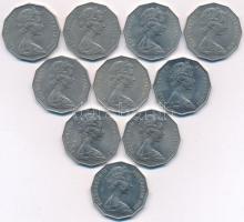 Ausztrália 1970-1982. 50c Cu-Ni (10x) közte 5db klf T:2
Australia 1970-1982. 50 Cents Cu-Ni (10x) w...