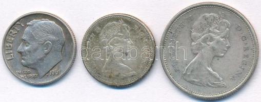 Vegyes: Amerikai Egyesült Államok 1961. 1D Ag "Roosevelt" + Kanada 1965. 10c Ag + 25c Ag T...