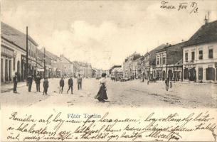 Tora, Turda; Fő tér, Ifj. Balla Miklós, Polányi Sándor és Juhász Mihály üzlete / main square, shops