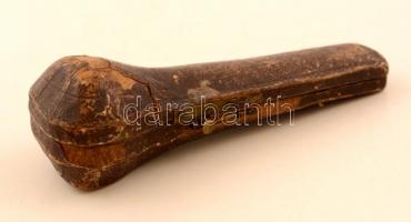 Régi pipatartó tok, megviselt állapotban, h: 14 cm