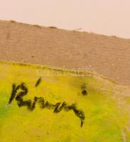 Rónai jelzéssel: Újságolvasás a kertben. Pasztell, papír, 30×44 cm