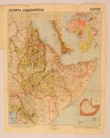 1935 Etiópia, Abesszínia térkép, 1:5000 000, kis szakadással, 60x47cm