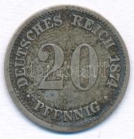 Német Birodalom 1874D 20Pf Ag T:2- German Empire 1874D 20 Pfennig Ag C:VF
