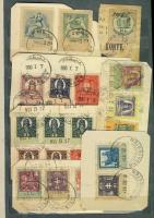 256 okmánybélyeg, főleg magyar, egy része kivágásokon