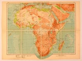 cca 1920 Afrika térképek, 6 db (Észak-kelet Afrika-, Közép és dél Afrika-, Észak-nyugat Afrika-, Afrika természetföldrajzi-, Afrika Politikai térképei, valamint Flemmings Generalkarten Nr. 2. Afrika, 1:12000.000, 29. kiadás, a papírborító szétszakadt), vászonra kasírozva, német nyelven, jó állapotban, 76x92 cm, 57x44 cm, 44x57 cm x4./  cca 1920 Afrika maps, 6 pc., (Northeast -, Central and South-, Northwest Afrika, Afrika Pysical, Afrika Politics, Flemmings Generalkarten Nr. 2. Afrika), mounted papers, in german language, in good condition, 76x92 cm, 57x44 cm, 44x57 cmx4.