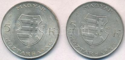 1947. 5Ft Ag "Kossuth" (2x) T:2,2- kis patina
