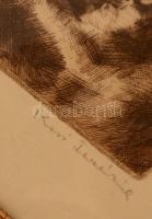 Kiss Terézia (1928- ): Virágcsendélet. Rézkarc, papír, jelzett, üvegezett keretben, 29×40 cm