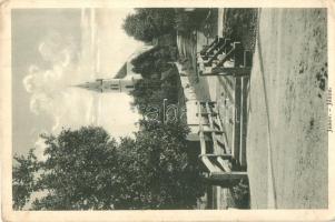 Jászó, Jasov; templom a hídtól / church, bridge (ázott sarok / wet corner)