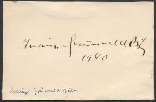 Iványi-Grünwald Béla(1867-1940) magyar festő aláírása papírlapon