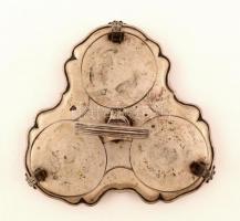 Antik ezüst (Ag.) olaj-ecettartó, jelzett, mesterjeggyel (CCS),  üveg nélkül,  m:21 cm, 20×20 cm, ne...