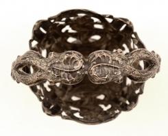 Antik ezüst (Ag.) kosárka, jelzett, mesterjeggyel (IW),  üveg betét nélkül,  m:16 cm, d:9 cm, nettó:...