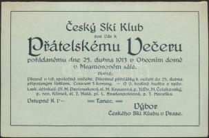 1913 Meghívó a cseh síklub társasági estélyére / Vybor Ceskeho Ski Klubu v Praze, pozvani k pratelskeho veceru