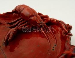 cca 1910 Zsolnay rákos-kígyós nagy tál, ökörvérmázas  fehércserép, formába öntött, jelzett, formaszá...