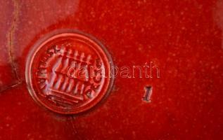 cca 1910 Zsolnay rákos-kígyós nagy tál, ökörvérmázas  fehércserép, formába öntött, jelzett, formaszá...