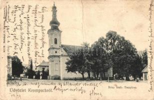 Korompa, Krompach; Római katolikus templom, kiadja Balkányi S. / church (fa)