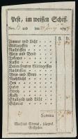 1797 Pest, A Fehér Hajó Szálloda fejléces számlája