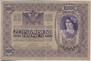 1918. 10.000K piros "MAGYARORSZÁG" felülbélyegzéssel T:III kis szakadás