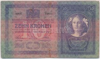 1904. 10K piros "MAGYARORSZÁG" felülbélyegzéssel T:III- ragasztás