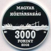 2002. 3000Ft Ag "Hortobágyi Nemzeti Park" dísztokban, tanúsítvánnyal T:PP