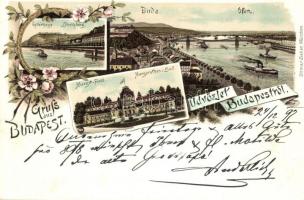 1897 (Vorläufer!) Budapest, Gellérthegy, Buda, Margitfürdő, Ottmar Zieher floral litho