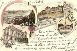 1897 (Vorläufer!) Budapest, Szent Lukács fürdő, Redoute, Artézi kút, Kunstanstalt Rosenblatt, Art Nouveau litho